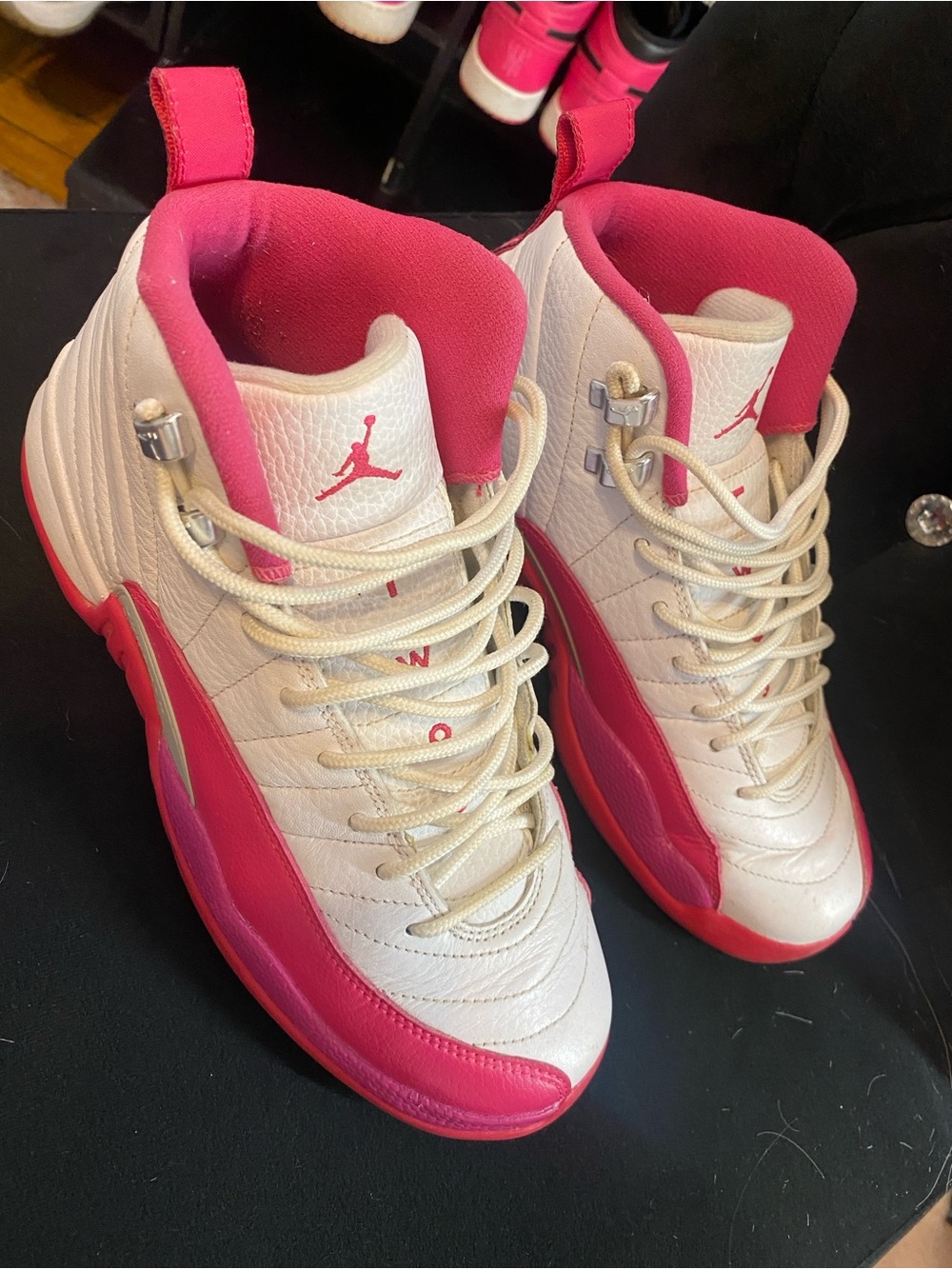 Jordan Women’s Cream and Pink High-Top Sneakers